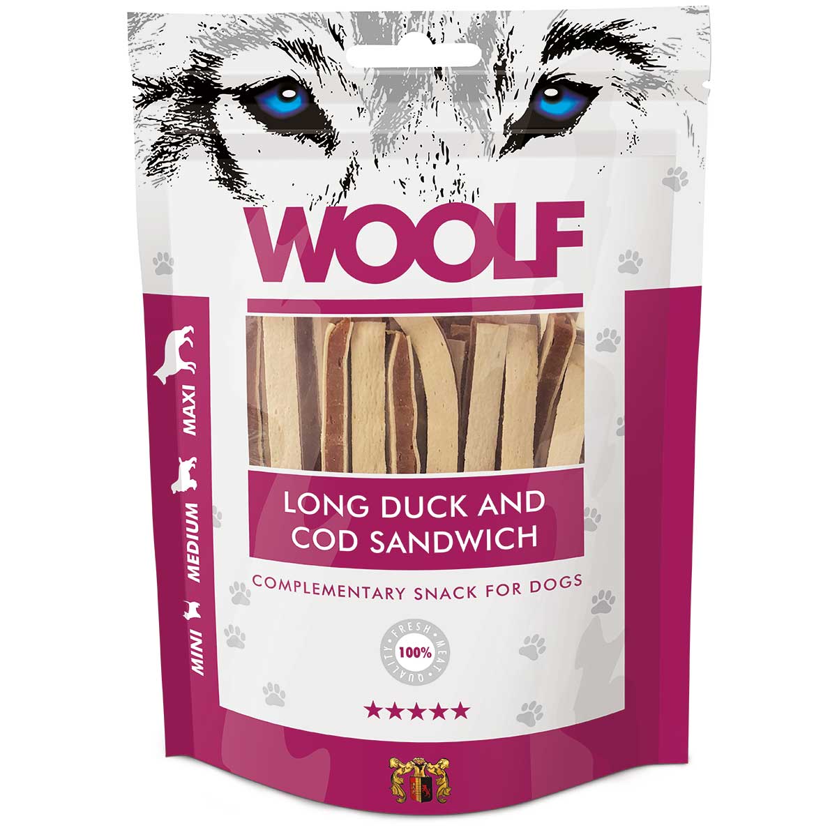 Woolf Dog Treat Sandwich di anatra e merluzzo