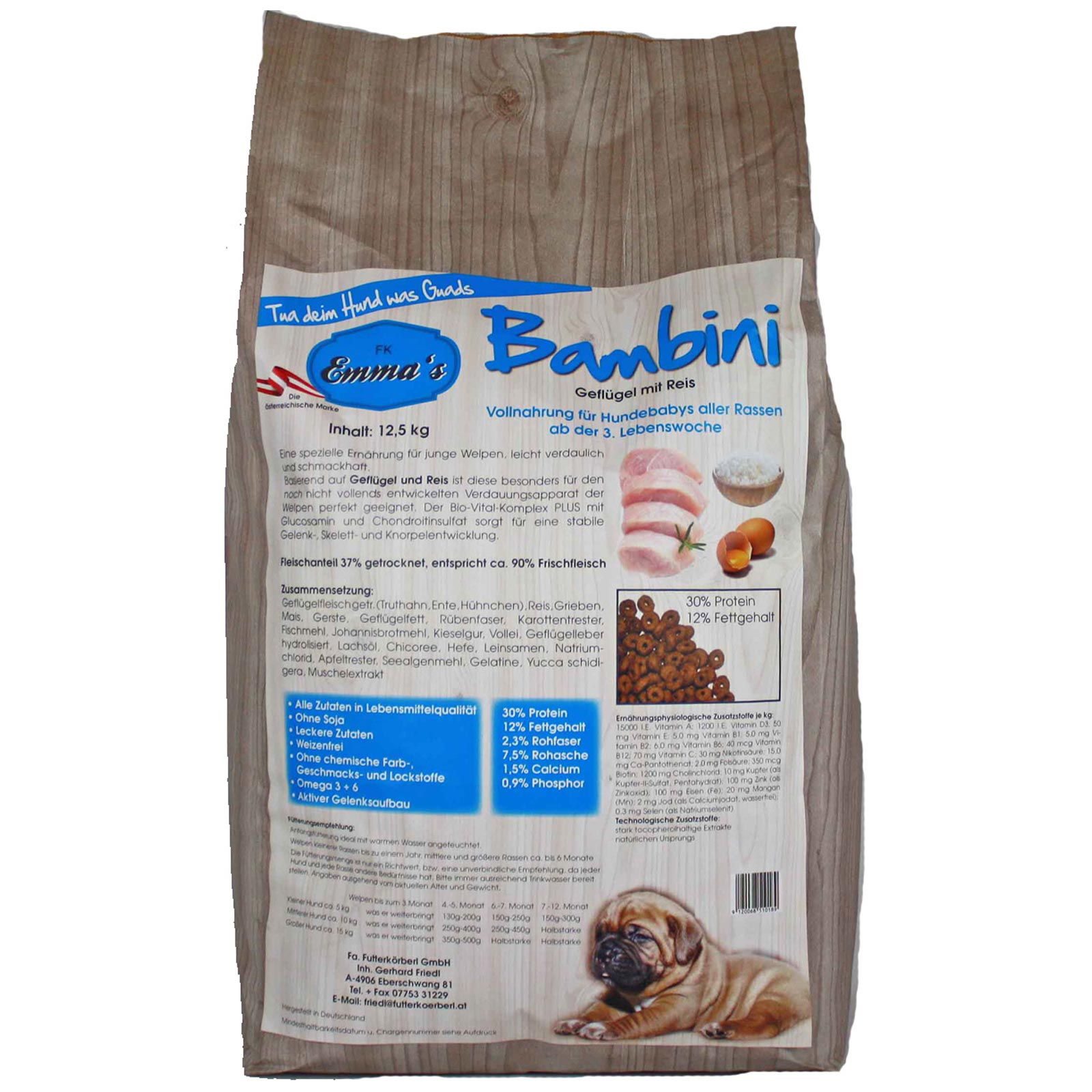 Emmas Bambini Crocchette per cani cuccioli con pollo e riso 12,5 kg