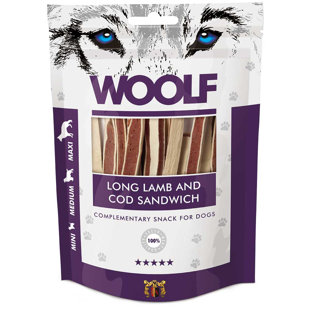 Woolf Dog Treat Sandwich di agnello e merluzzo