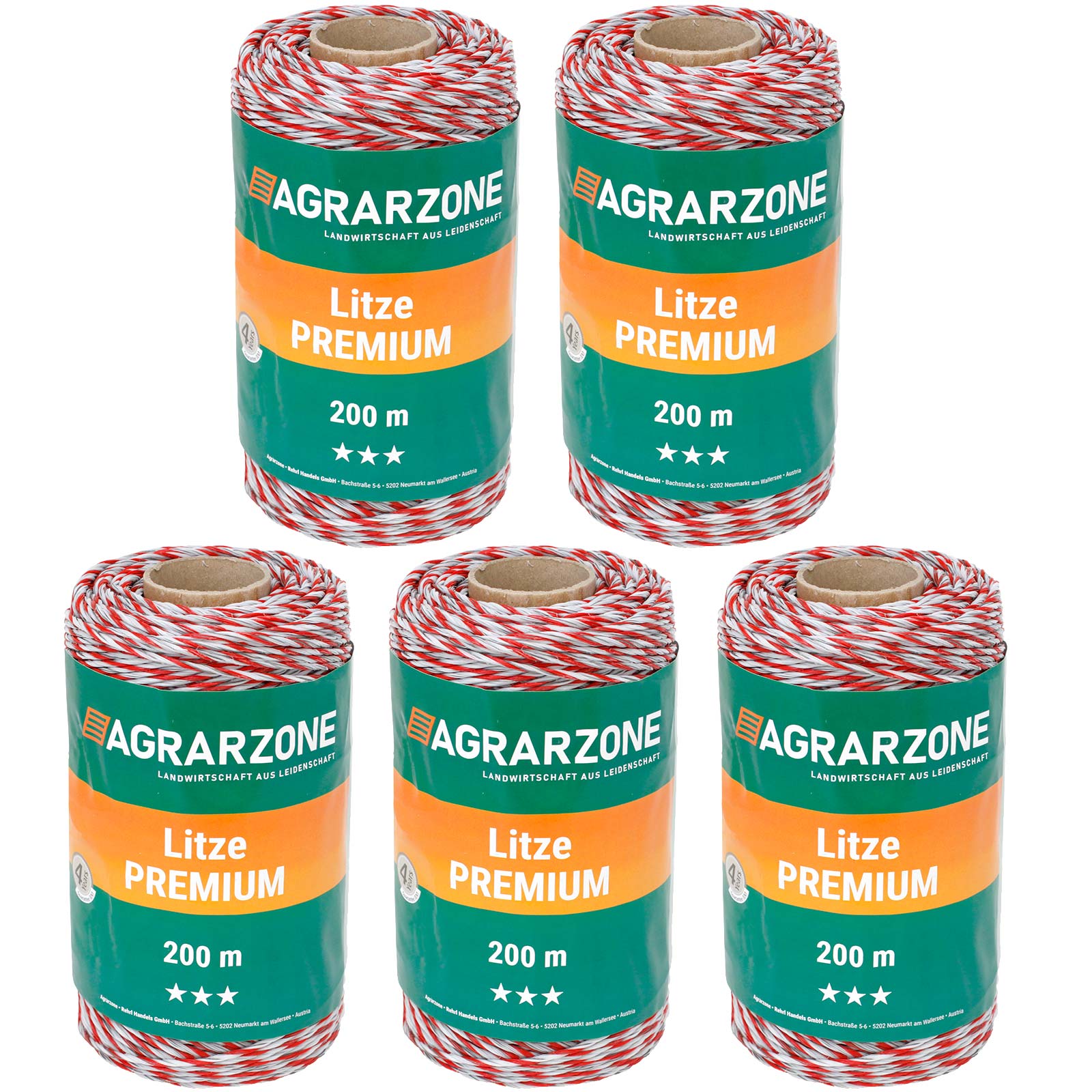Agrarzone Filo per recinto elettrico PREMIUM 6x0,30 TriCOND, bianco-rosso 1000 m