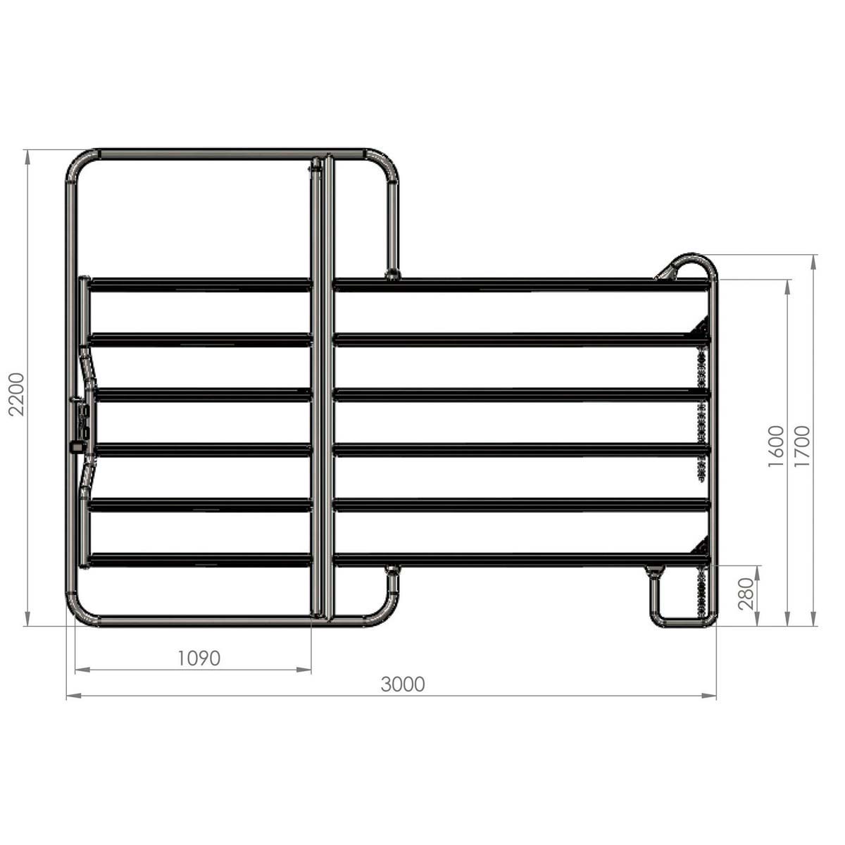 Kit recinto mobile per pascolo con pannelli in metallo e cancello ø 10,4 m