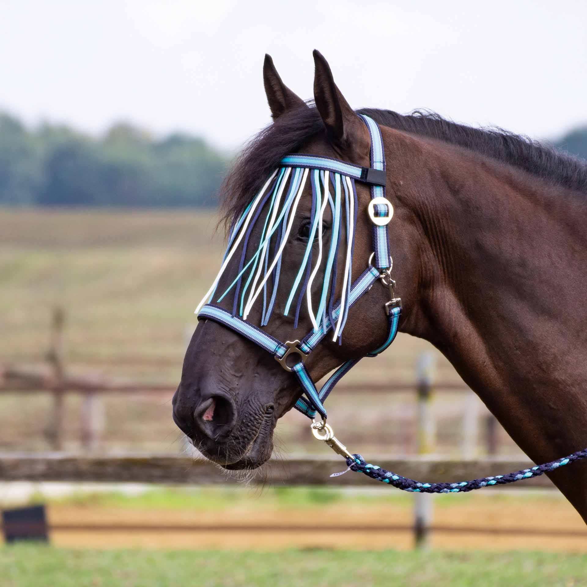 BUSSE Frontalino antimosche VISBY Pony blu navy/titanio/turchese/bianco