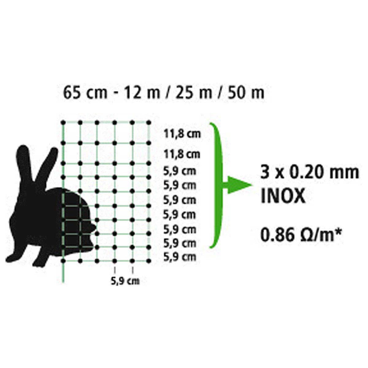 Rete per conigli elettrificabile 65 cm a punta singola 25 m