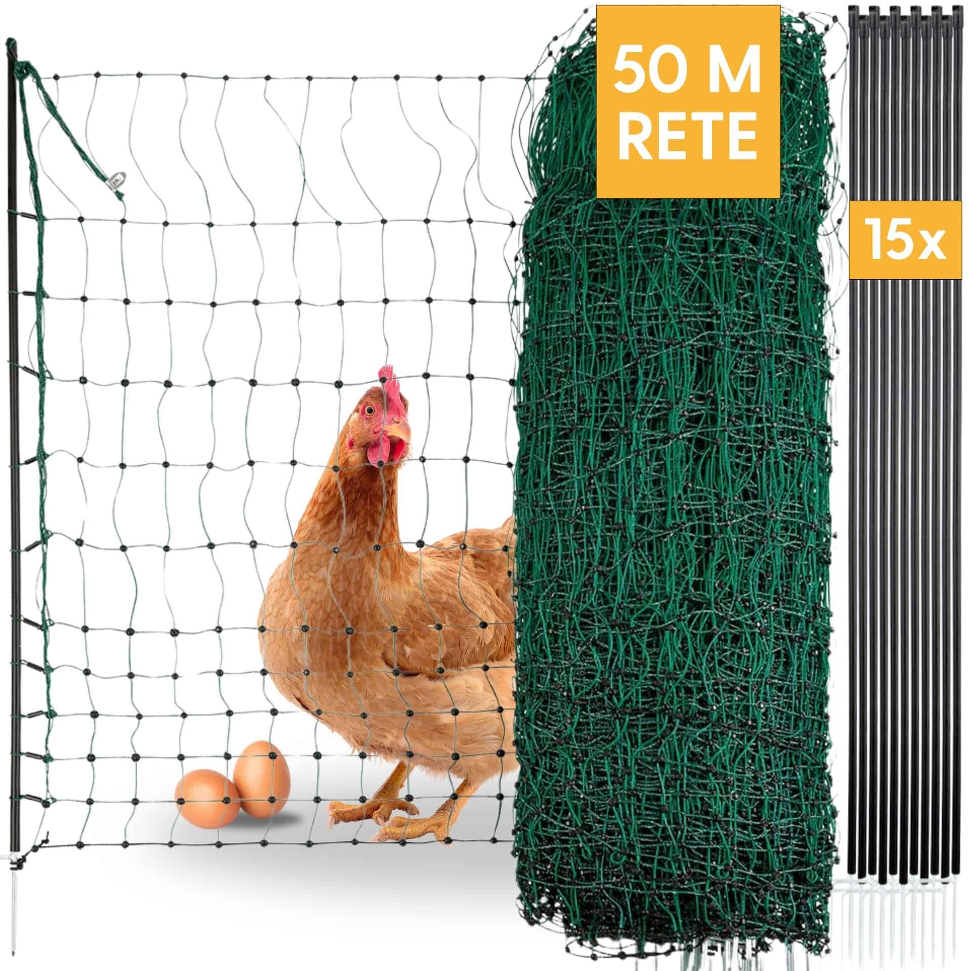 Agrarzone Rete per pollame CLASSIC elettrificabile, doppia punta, verde 50 m x 112 cm
