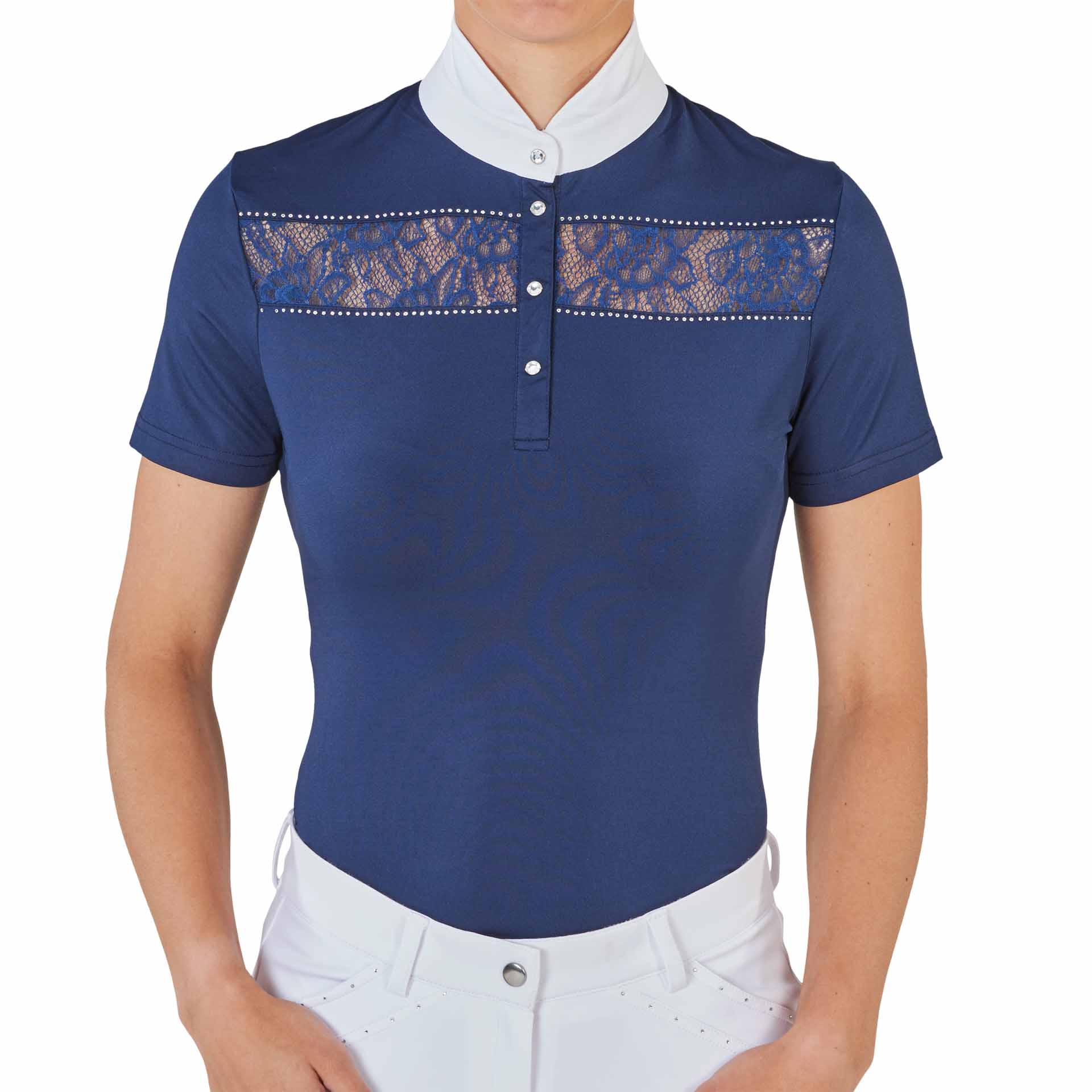 BUSSE Camicia da torneo equitazione AMORA XS blu navy