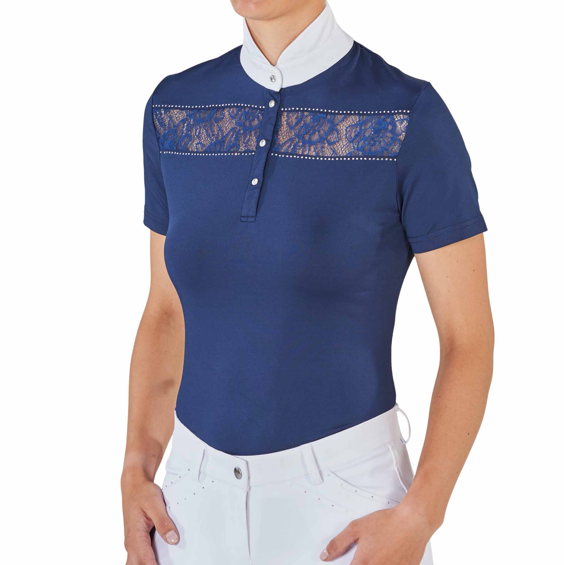 BUSSE Camicia da torneo equitazione AMORA XS blu navy