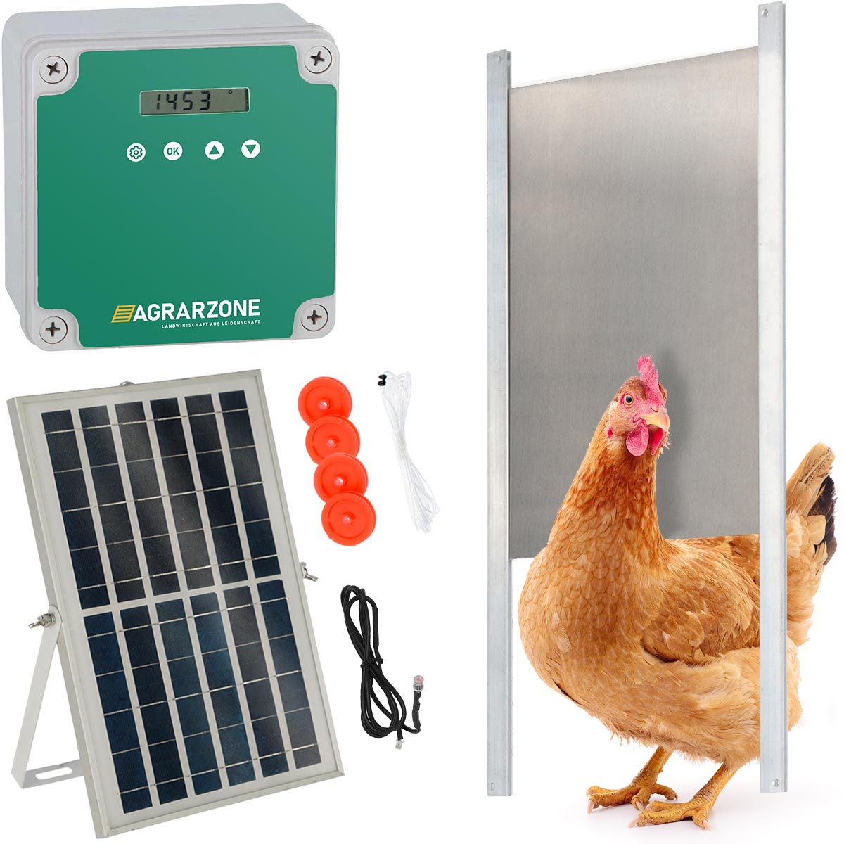 Agrarzone Porta automatica per pollaio fotovoltaica 30 x 40 cm