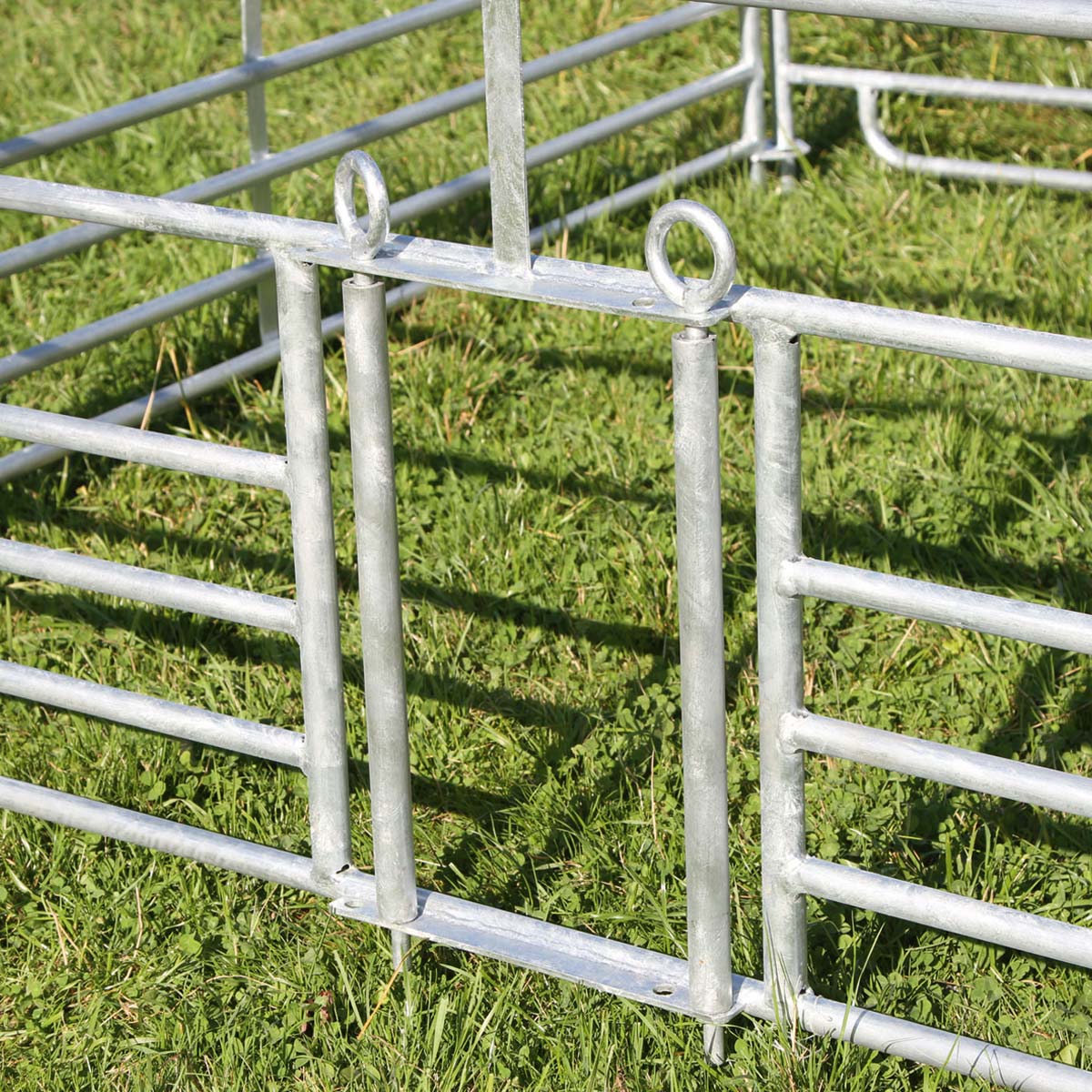 4x Barriera zincata per pascolo ad inserimento con cancello e passaggio per agnelli 1,83 x 0,92 m