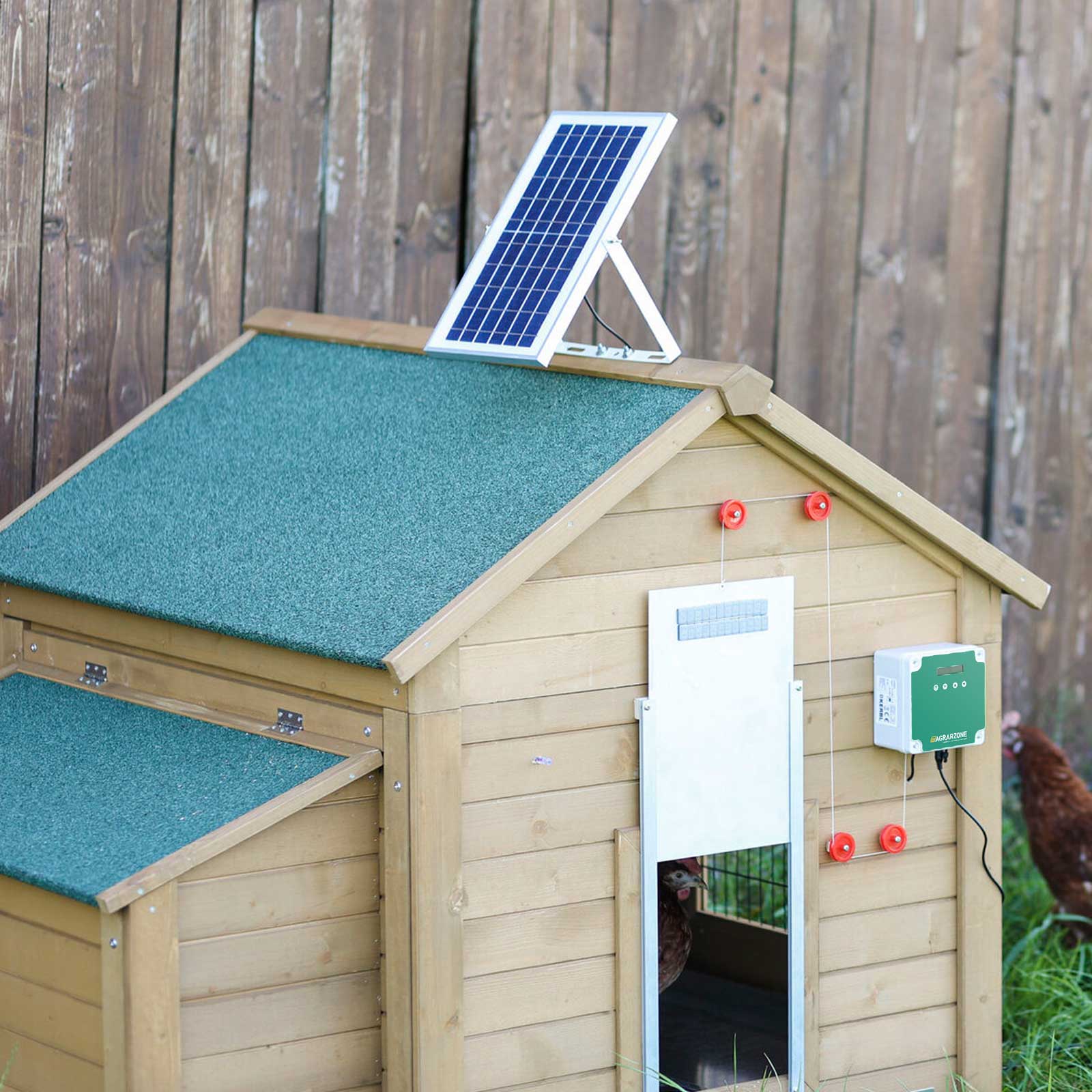 Agrarzone Porta automatica per pollaio fotovoltaica 43 x 40 cm