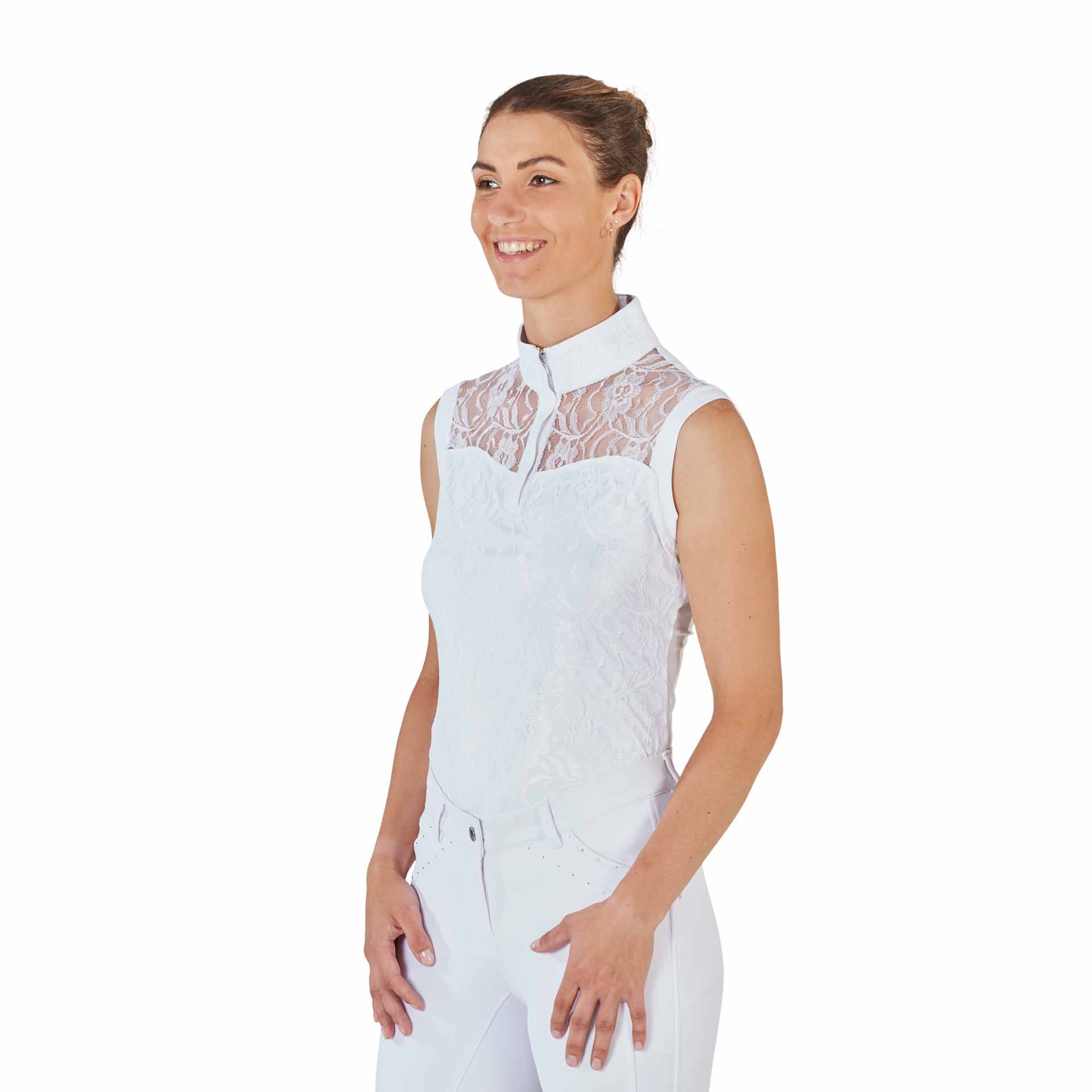 BUSSE Camicia da torneo equitazione AMADORA, senza maniche XS bianco