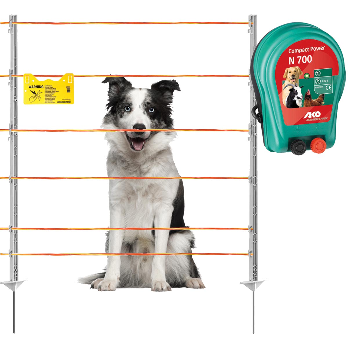 Agrarzone kit recinto per cani N700 230V, 1J, filo elettrico 250 m, giallo/arancione