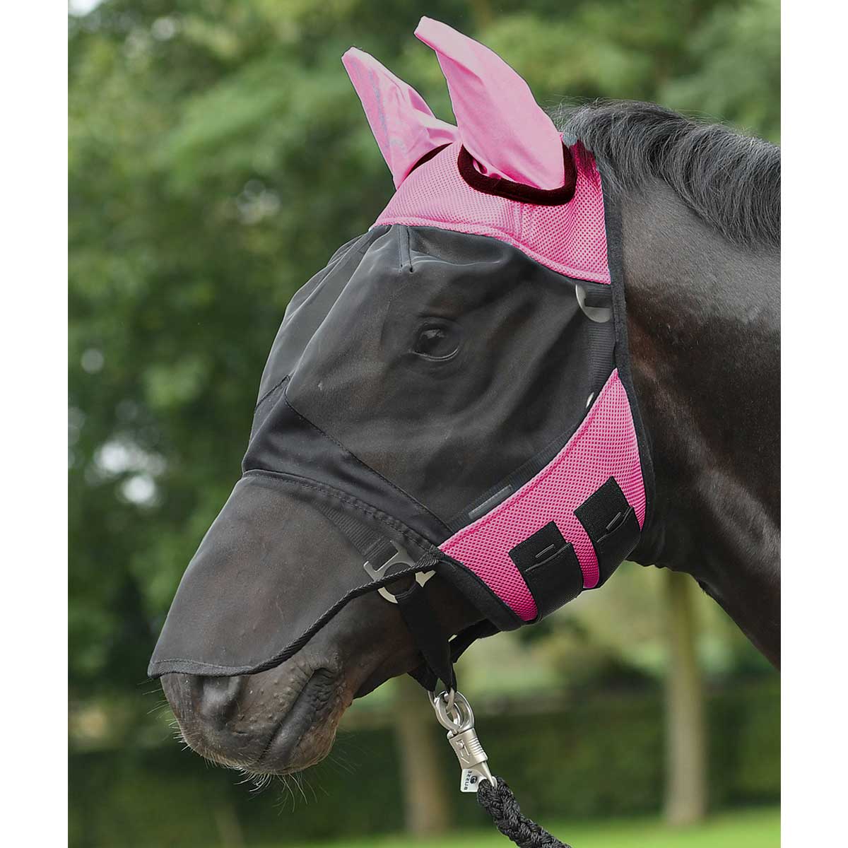 BUSSE Maschera antimosche FLY COVER PRO rosa/nero Pony