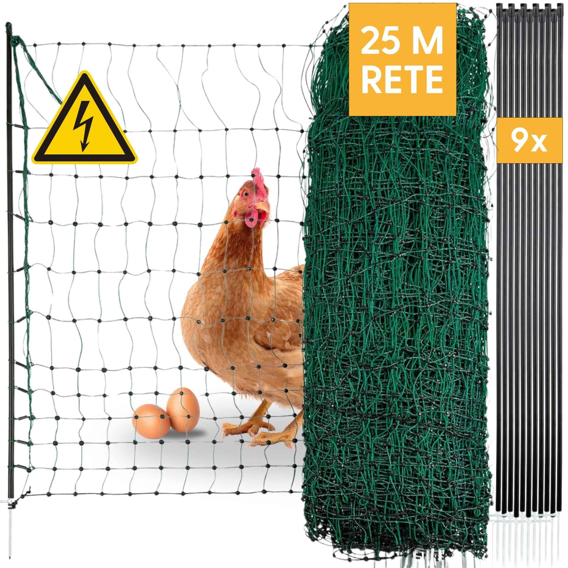 Agrarzone Rete per pollame CLASSIC elettrificabile, doppia punta, verde 25 m x 106 cm