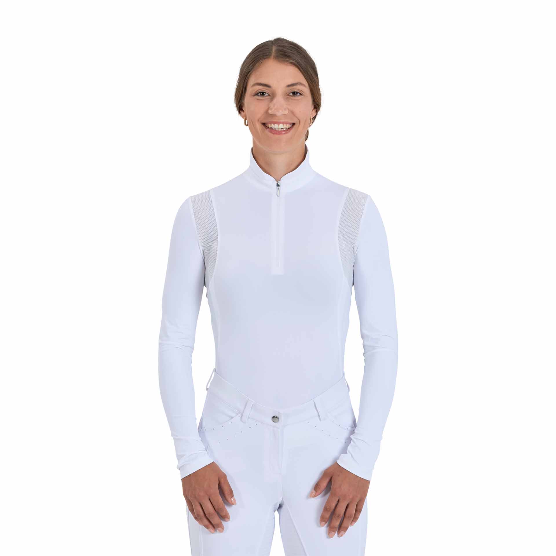 BUSSE Camicia da torneo equitazione GRANADA, manica lunga XS bianco