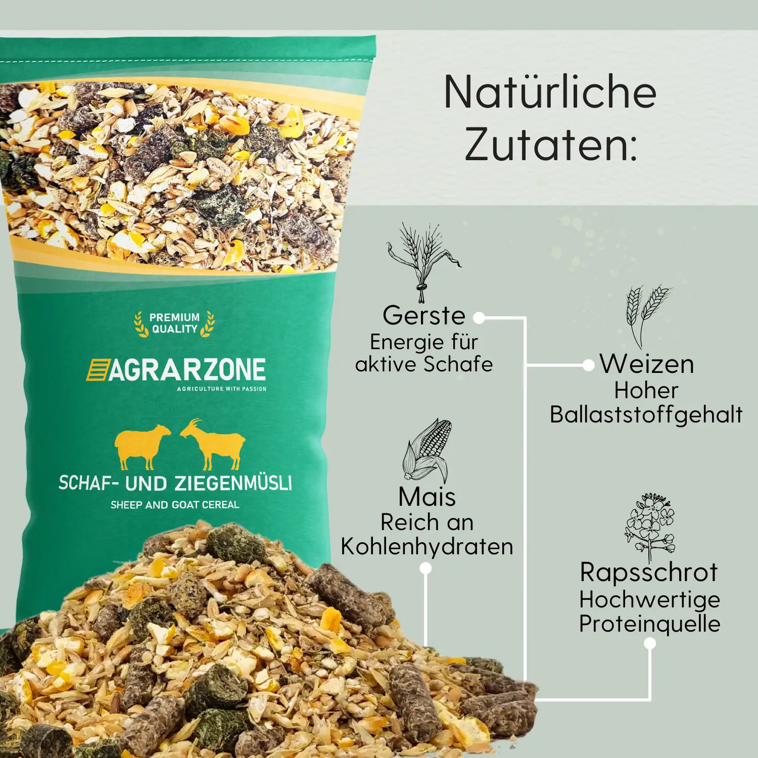 Agrarzone Mangime per pecore e capre muesli 20 kg