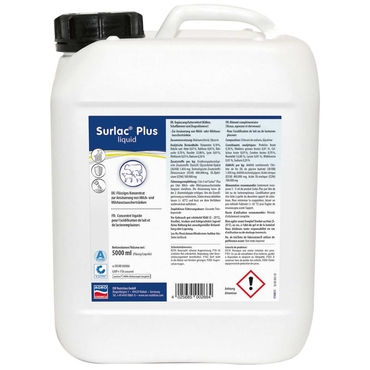 Surlac Plus Liquid concentrato per l'acidificazione di bevande a base di latte 5 L