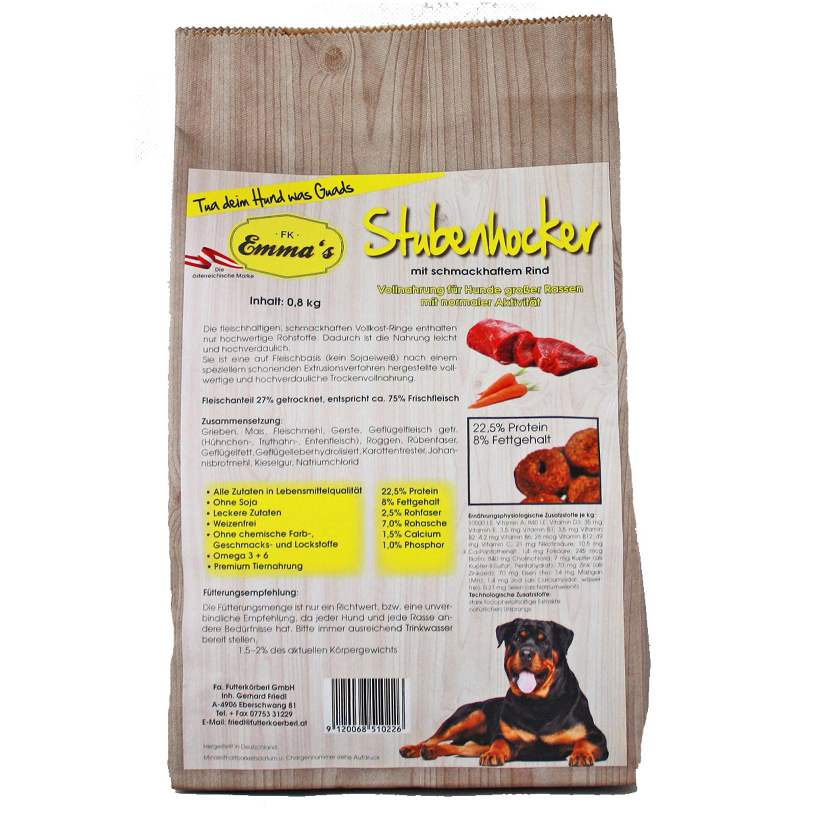 Emmas Stubenhocker Crocchette per cani adulti con manzo 0,8 kg