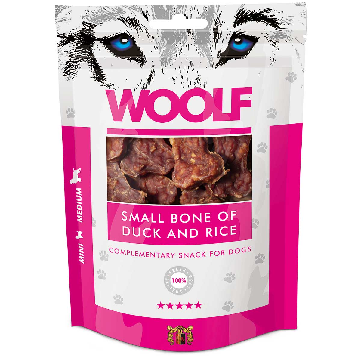 Woolf Dog Treats Small Bones con anatra e riso