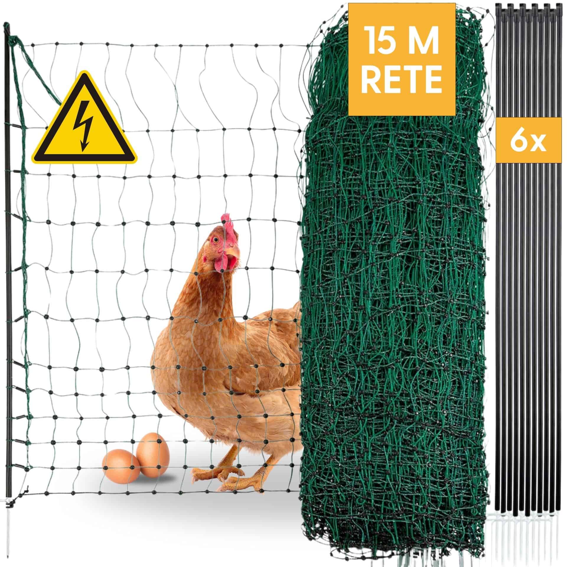 Agrarzone Rete per pollame CLASSIC elettrificabile, doppia punta, verde 15 m x 106 cm