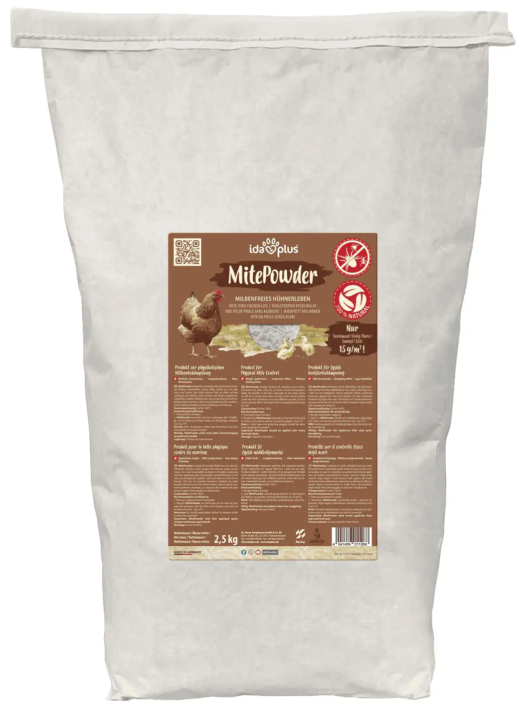 Idaplus MitePowder Insetticida antiparassitario per pollaio 2,5 kg