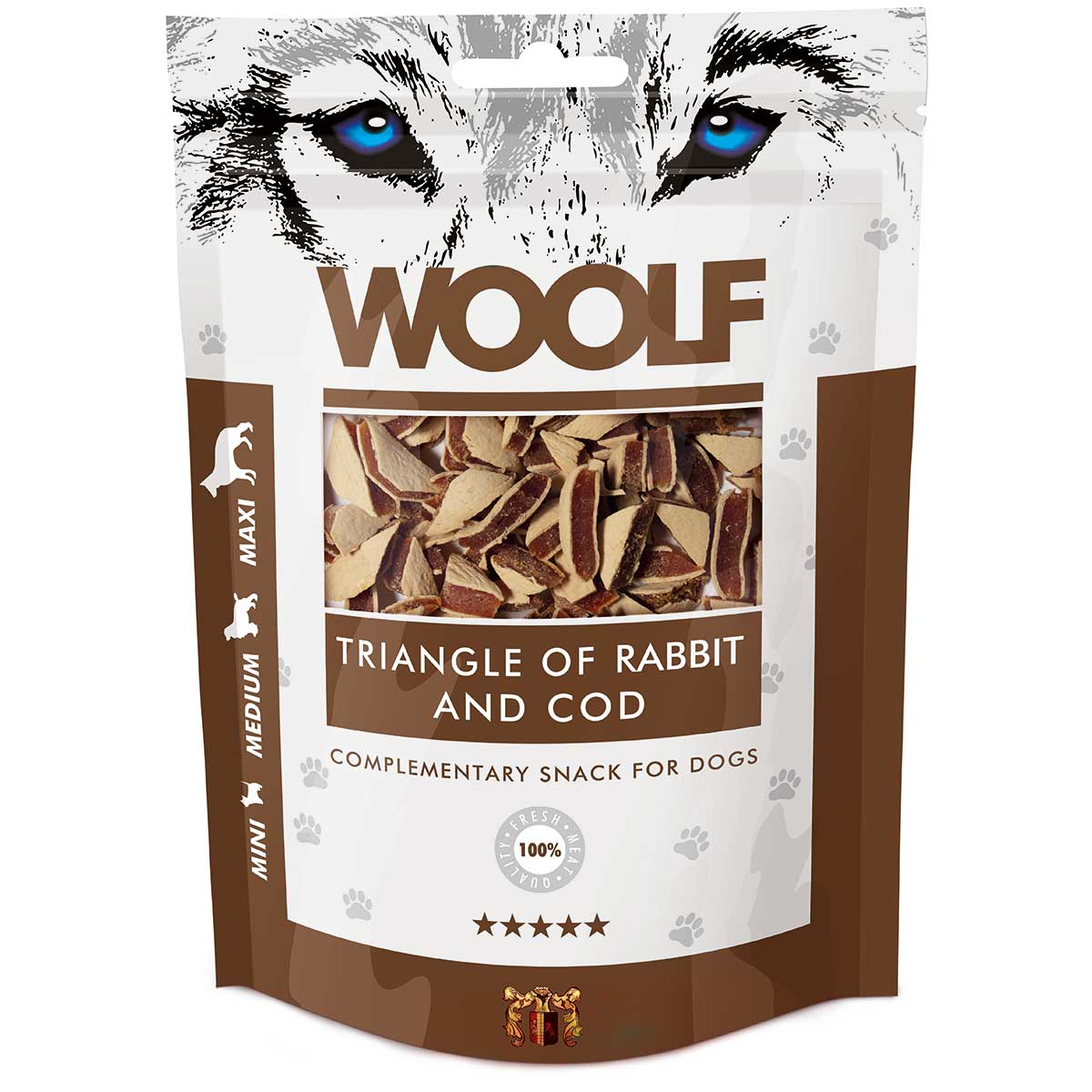 Woolf Dog Treat Triangoli di coniglio e merluzzo