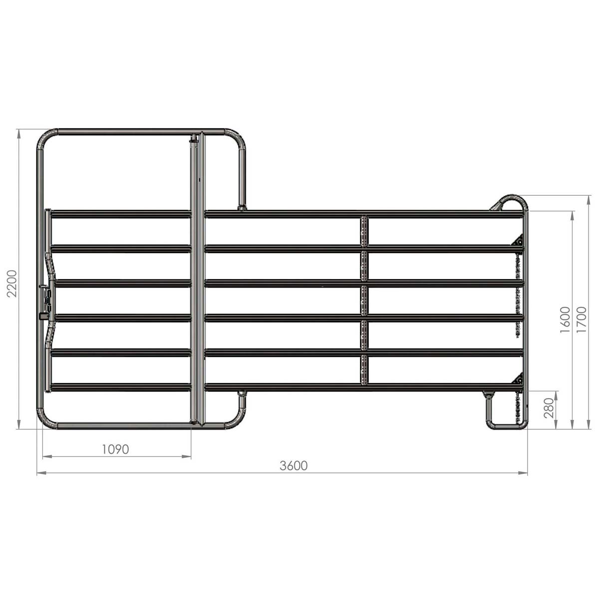 Kit recinto mobile da pascolo zinacto con cancello 4 pannelli 3,6 x 3,6 m