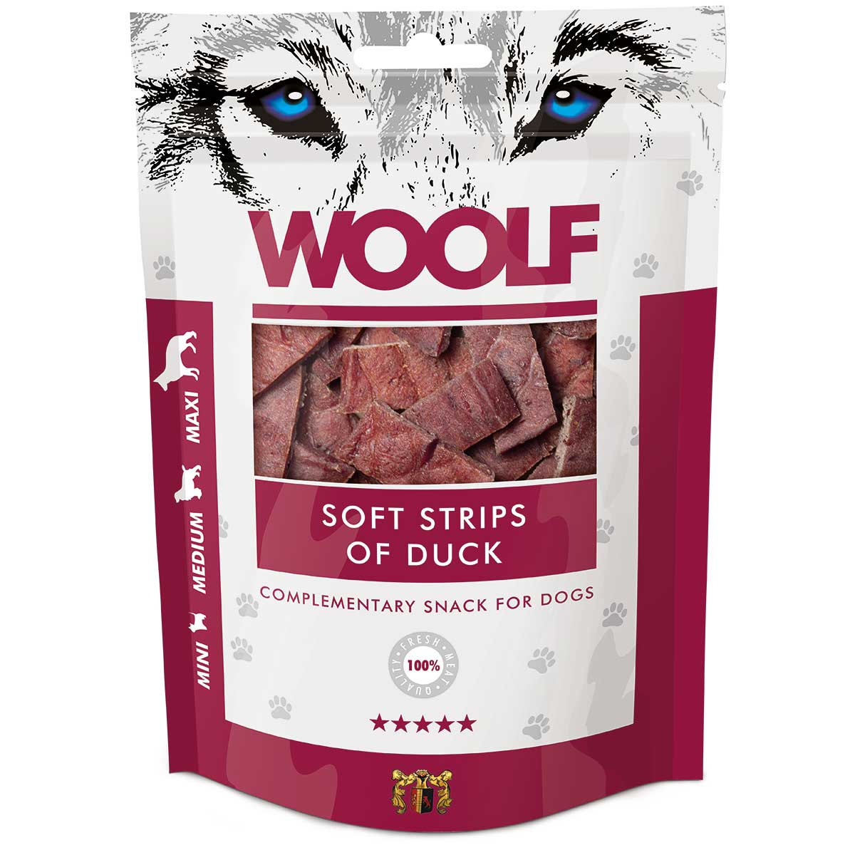 Woolf cane trattare strisce di petto d'anatra tenero