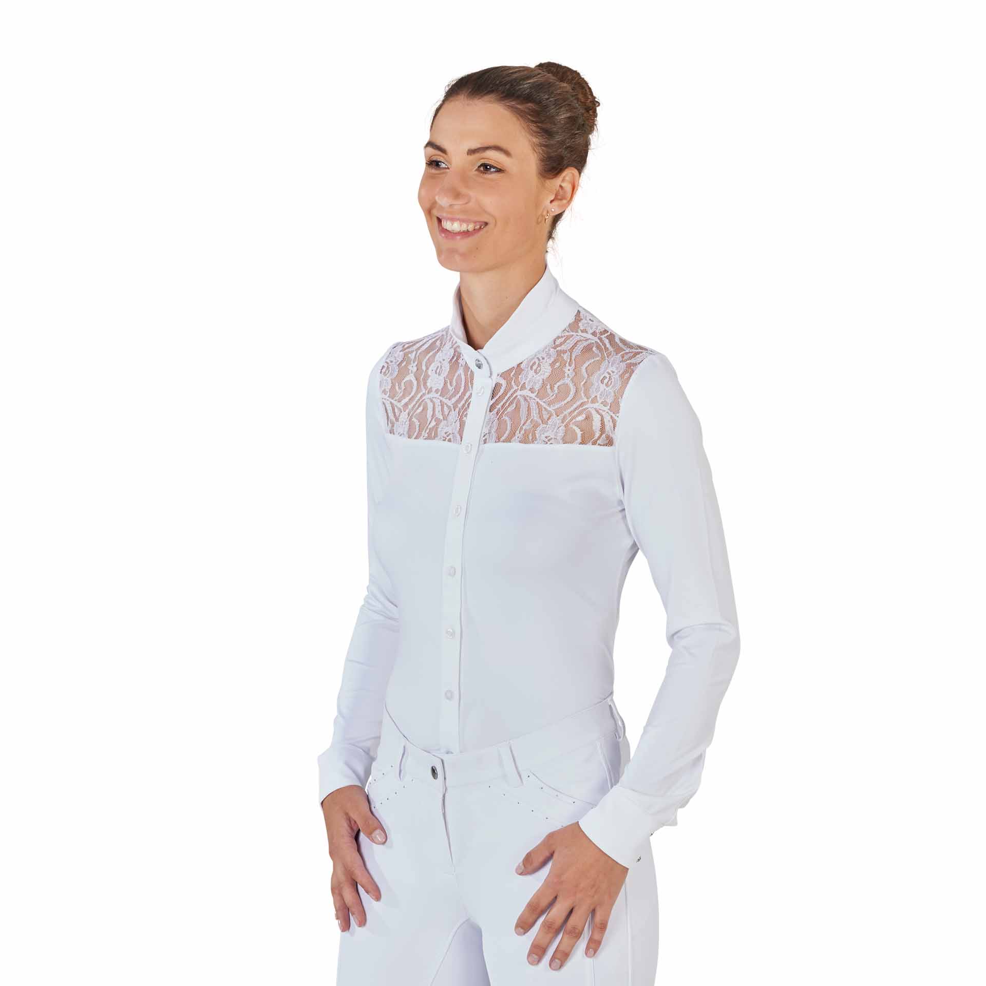 BUSSE Camicia da torneo equitazione NOVARA II, manica lunga XS bianco