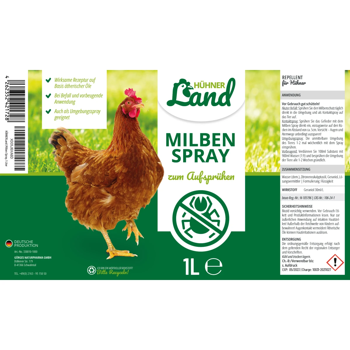 Spray antiacaro per pollame 1 L