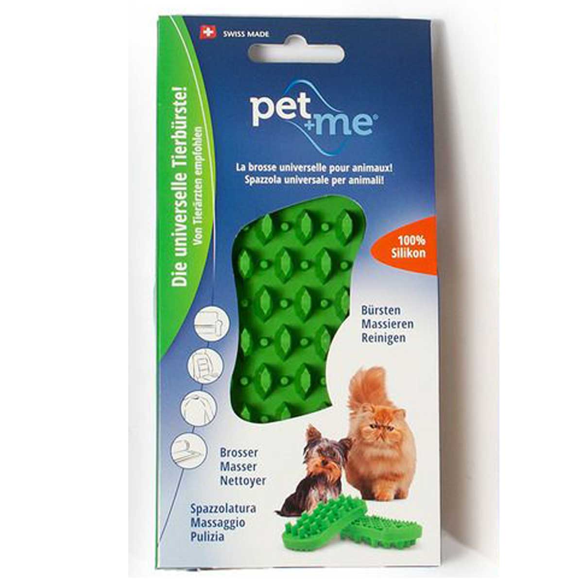 Spazzola in silicone per animali domestici pet+me verde