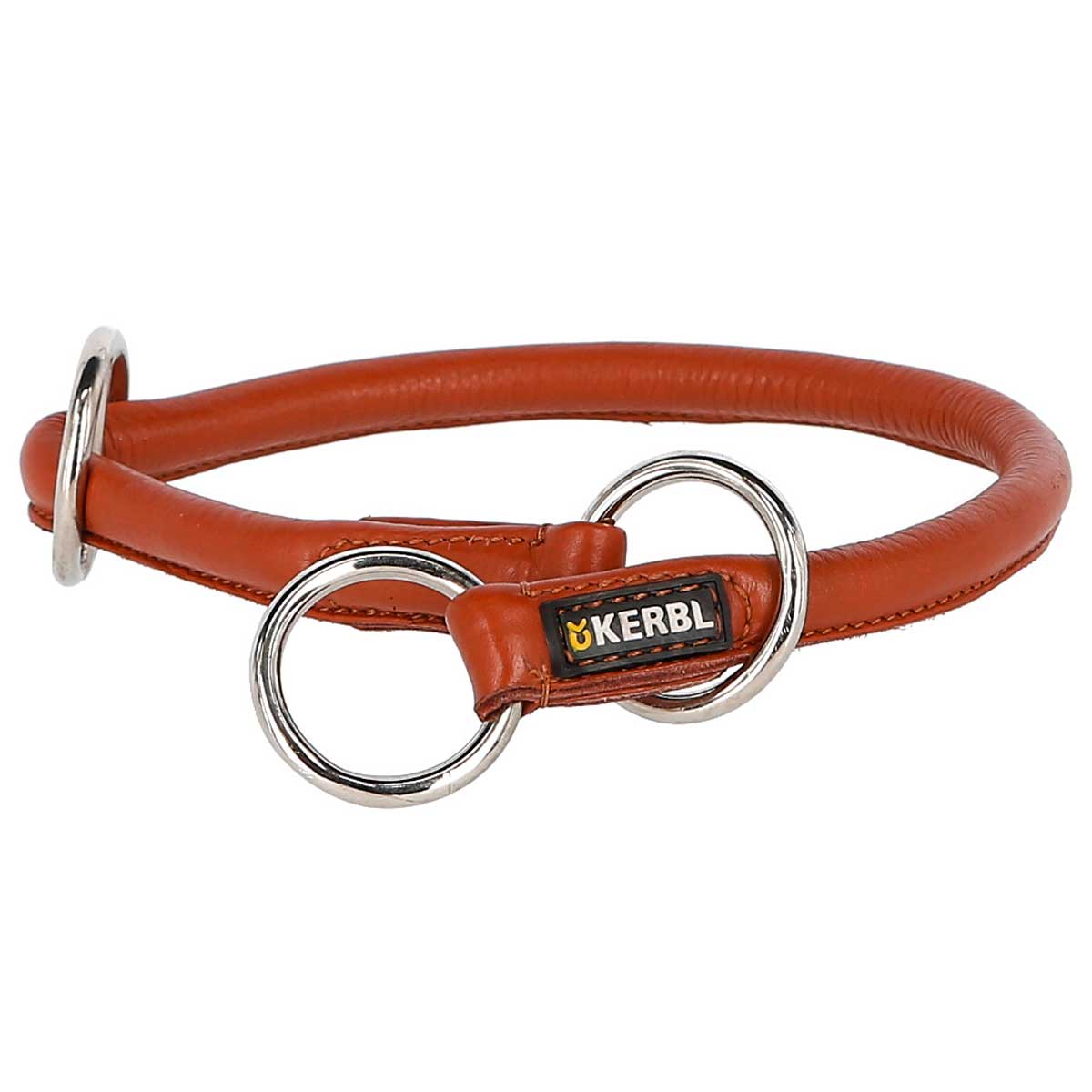Kerbl Collare rotondo in cuoio Roma con tappo cognac 55 cm
