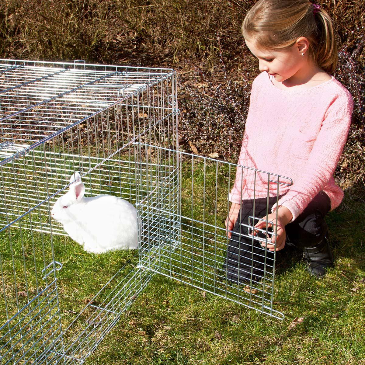 Gabbia da esterno per conigli con barriera antifuga