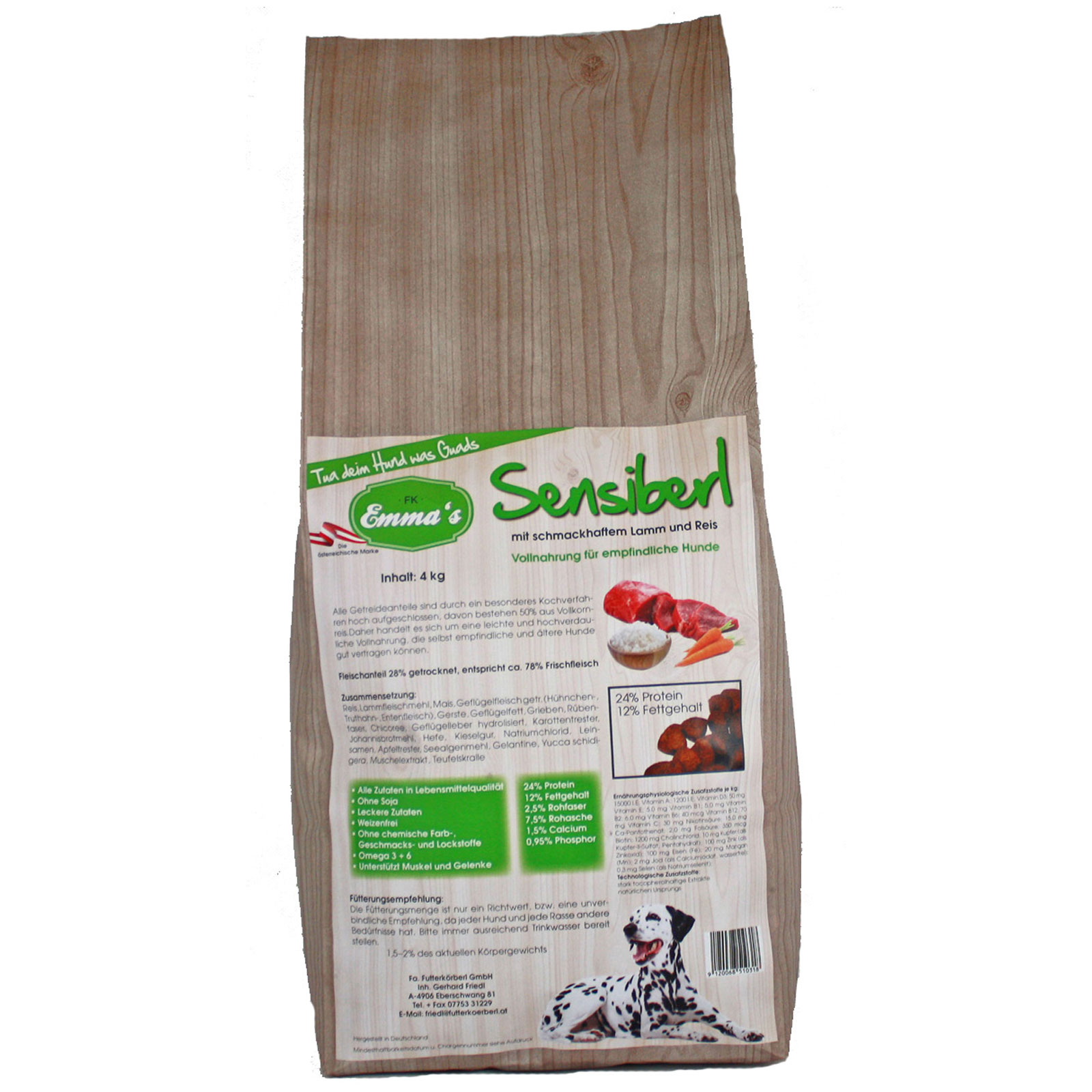 Emmas Sensiberl Crocchette per cani adulti sensibili con riso e agnello 4 kg