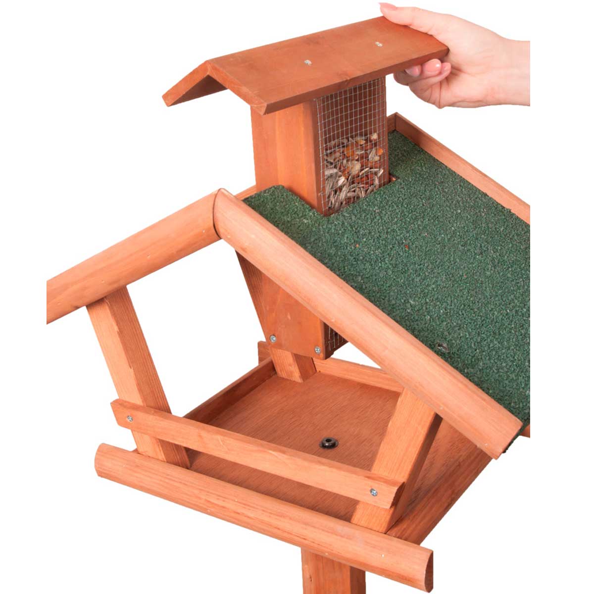 Casetta per uccelli RUNA con supporto in legno