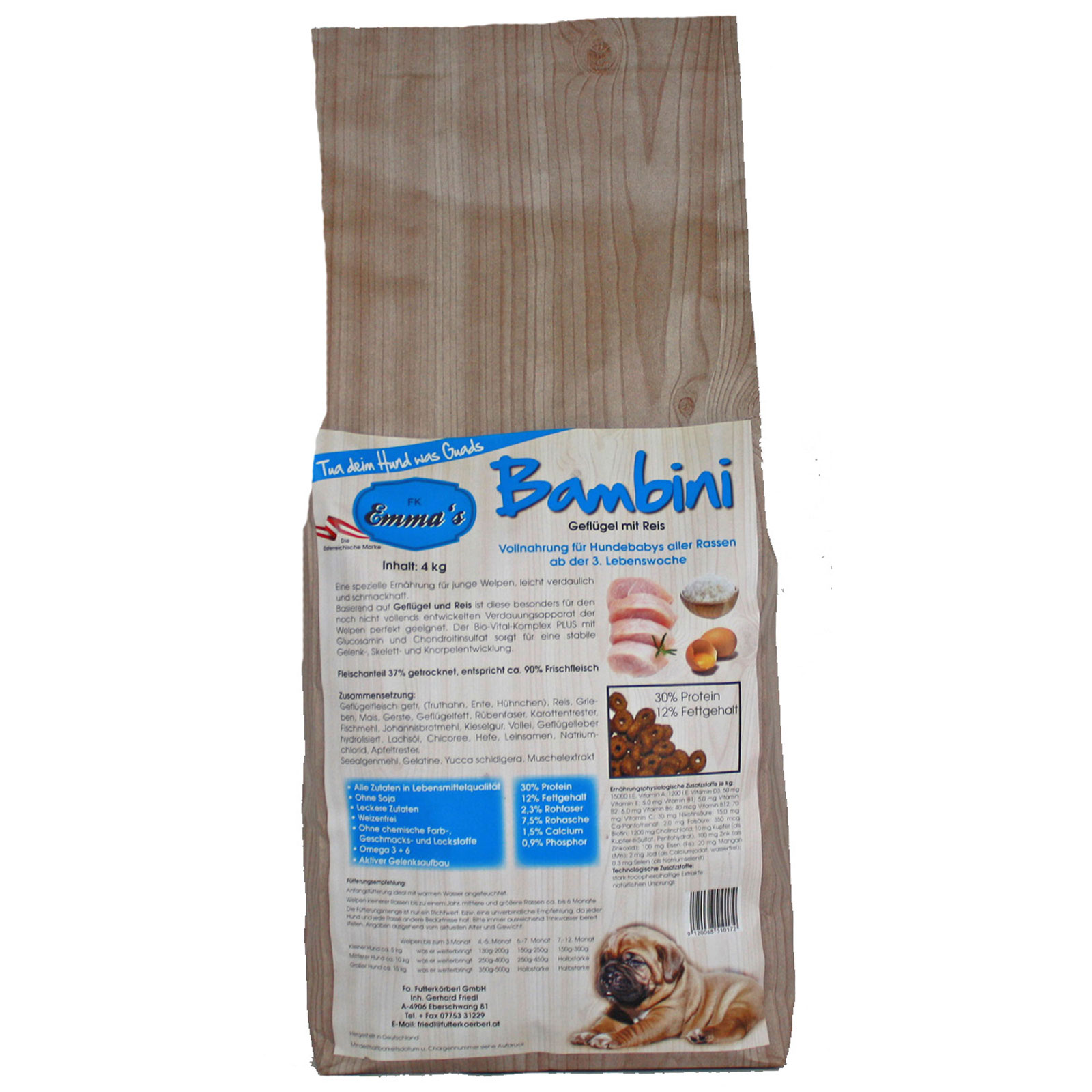 Emmas Bambini Crocchette per cani cuccioli con pollo e riso 4 kg