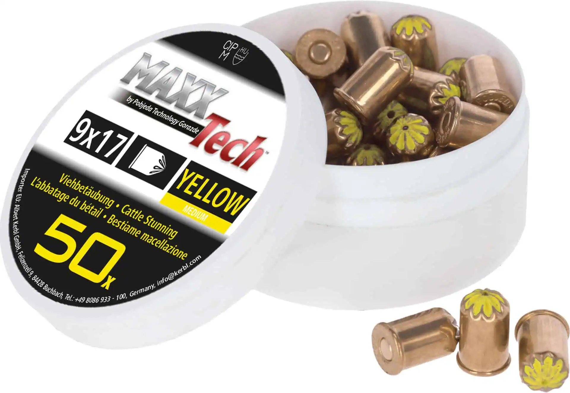 MAXXTech Cartucce per pistola abbattibuoi 9 x17 mm giallo (50 pz.)