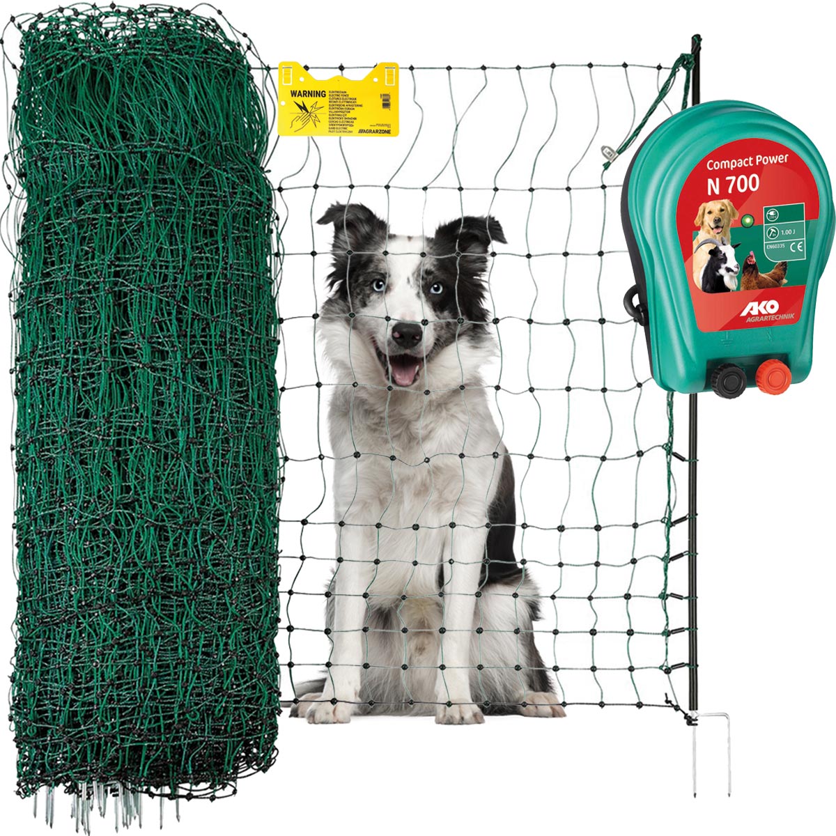 Agrarzone kit recinto per cani N700 230V, 1J, rete 25 m x 106 cm, verde