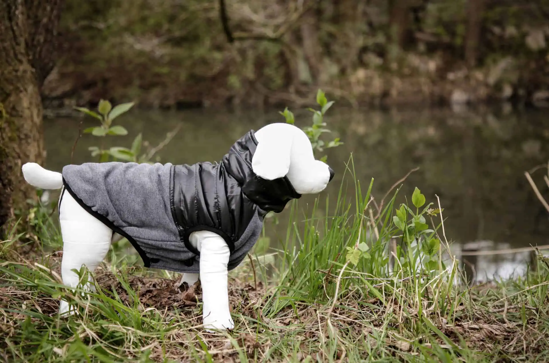 Dog Coat Quebec, grey/black, S 35 cm