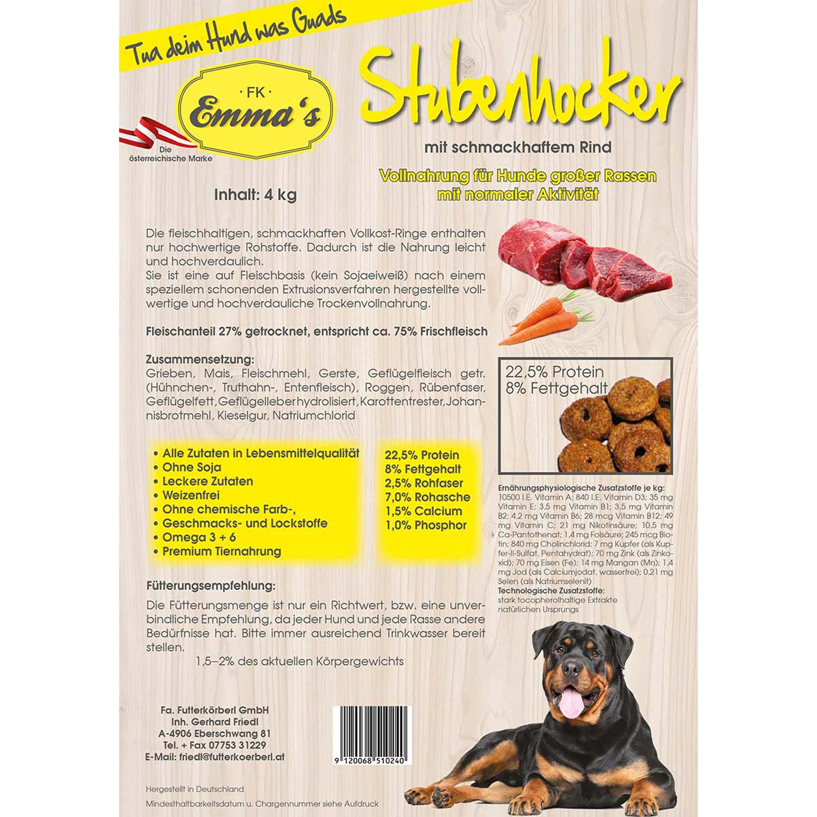 Emmas Stubenhocker Crocchette per cani adulti con manzo 0,8 kg