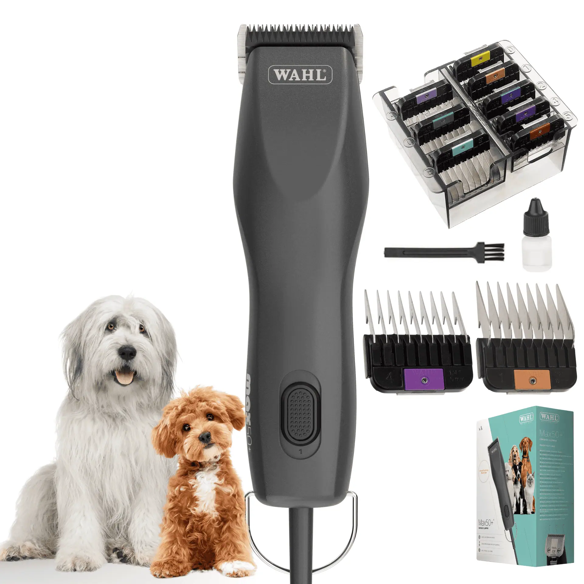 Wahl Max 50+ Tosatrice per cani a filo con set rialzi incluso