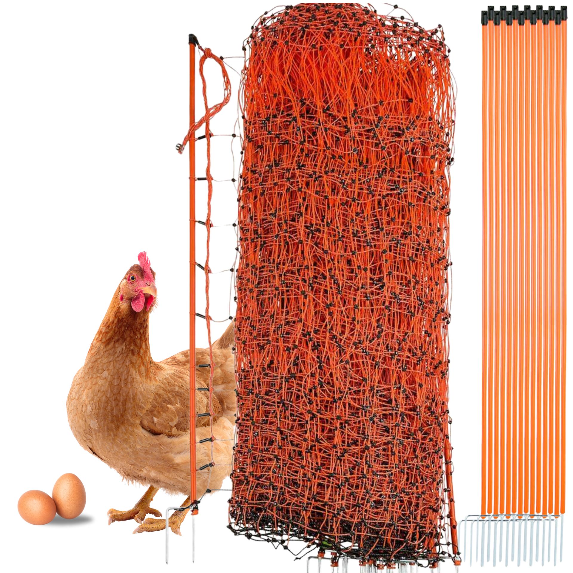 Agrarzone Rete per pollame CLASSIC elettrificabile, doppia punta, arancione 25 m x 112 cm
