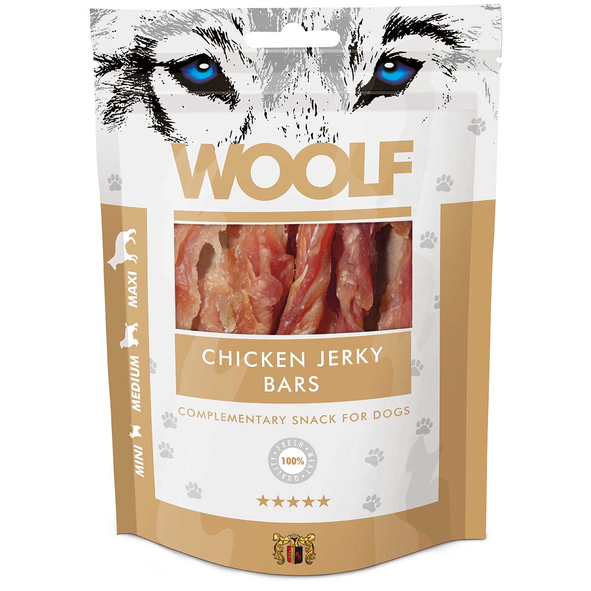 Woolf cane trattare strisce di pollo