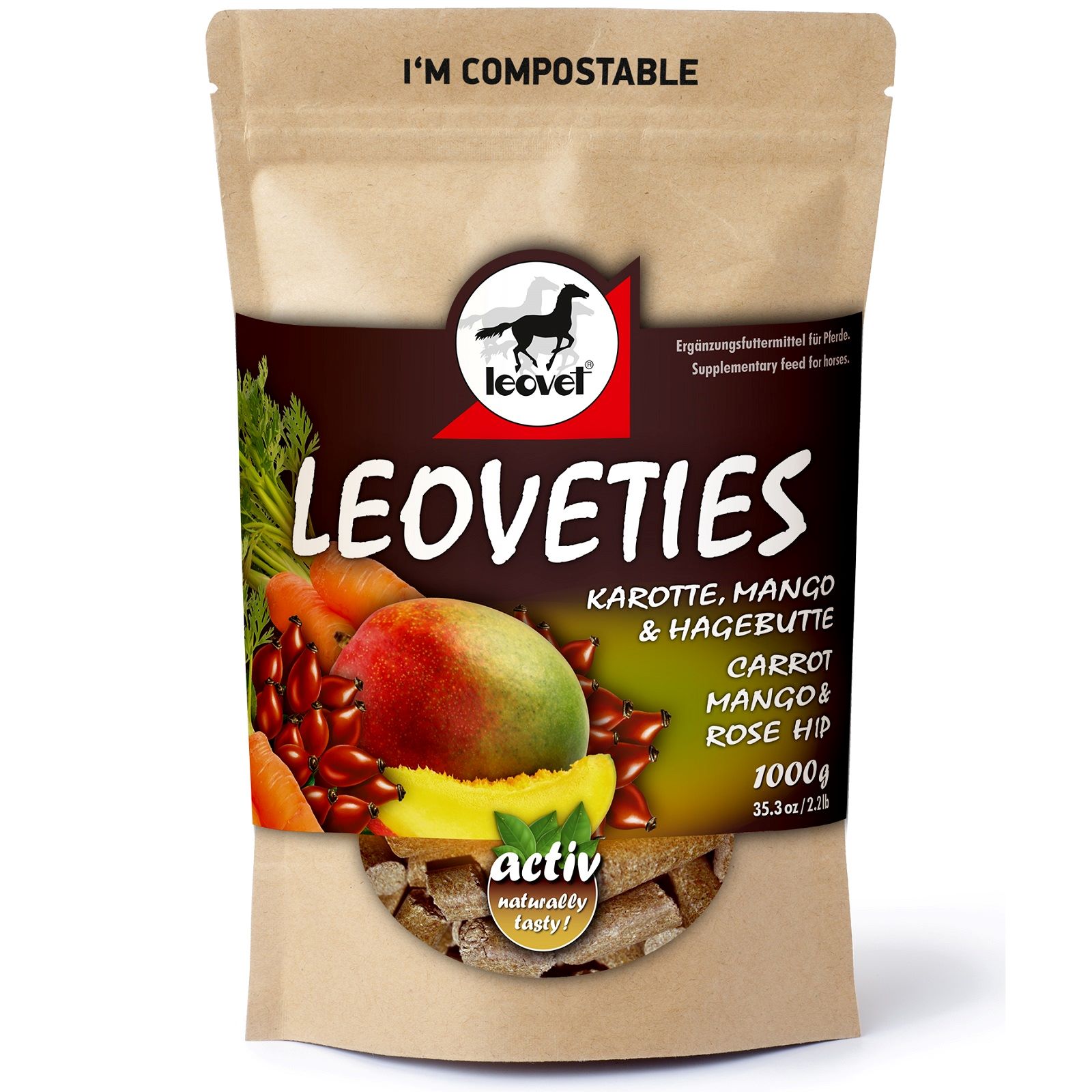 Leovet Leoveties Snack con carota, mango e rosa canina 1 Kg