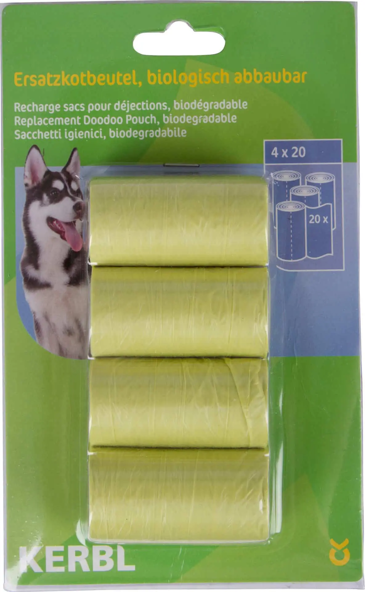 Replacement doodoo pouch, green, biodegradable