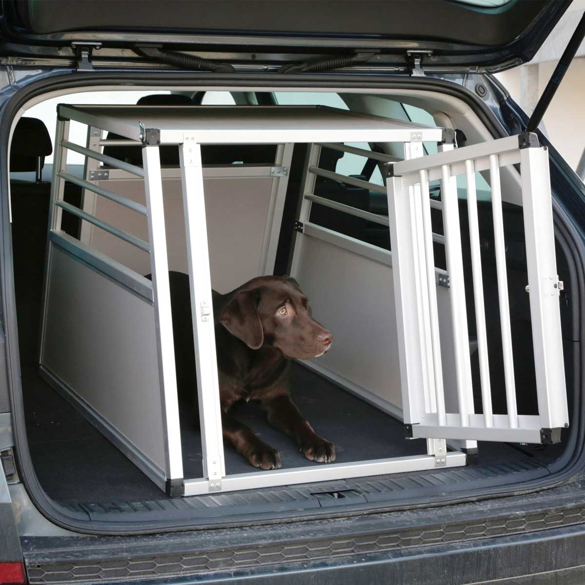 Box per il trasporto di cani in alluminio barry a porta singola 77 cm
