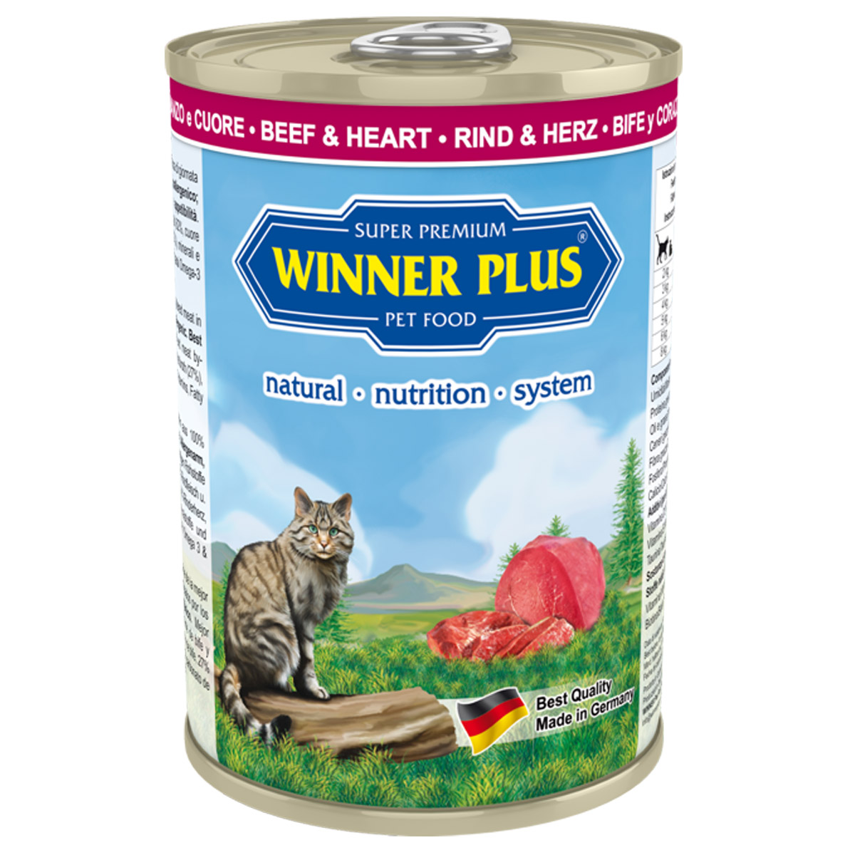 Winner Plus Super Premium Cat Menu con manzo e cuore 12 x 395 g