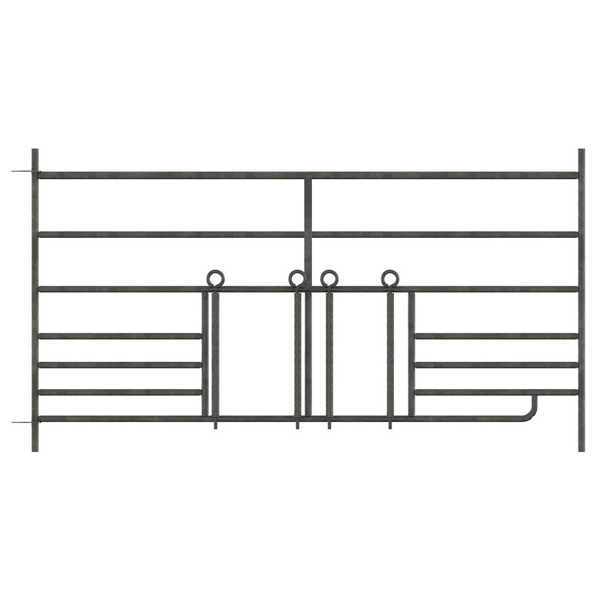 4x Barriera zincata per pascolo ad inserimento con cancello e passaggio per agnelli 1,83 x 0,92 m